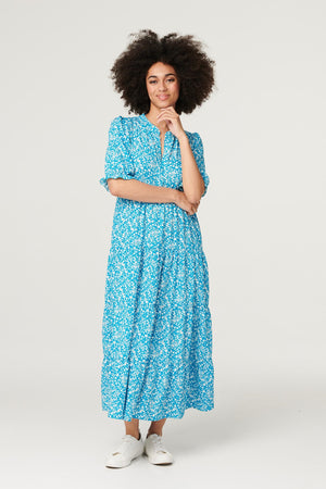 Blue | Ditsy Floral Maxi Smock Dress