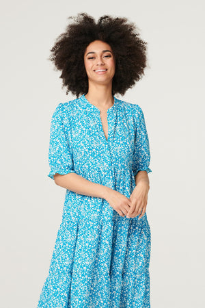 Blue | Ditsy Floral Maxi Smock Dress