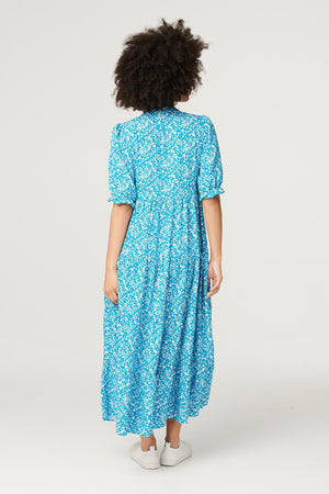 Blue | Ditsy Floral Maxi Smock Dress
