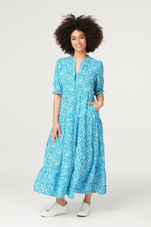 Blue | Ditsy Floral Maxi Smock Dress