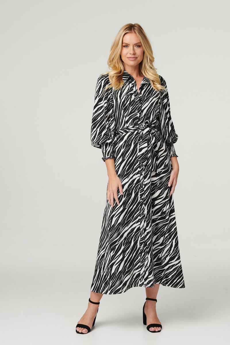 Black And White | Zebra Print Puff Sleeve Dress