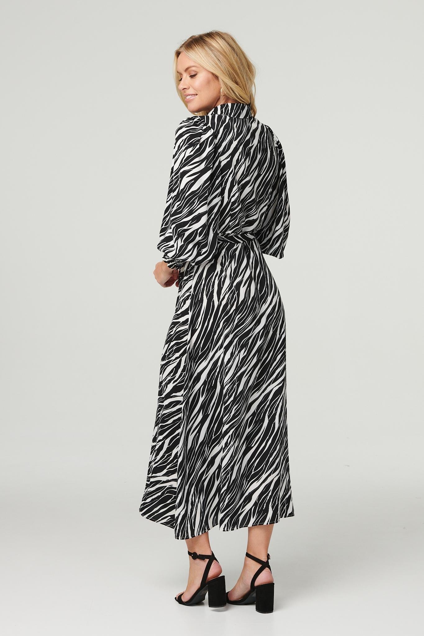 Black And White | Zebra Print Puff Sleeve Dress
