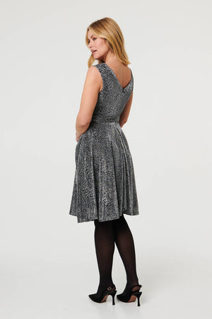 Silver | Animal Print Sleeveless Wrap Dress
