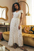 White | Sequin Cut-Out Back Maxi Dress : Model is 5'8