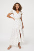 White | Sequin Cut-Out Back Maxi Dress : Model is 5'8