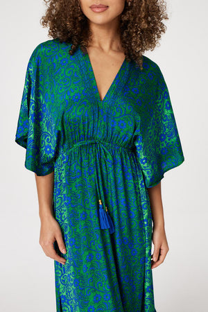 Blue | Floral Batwing Maxi Dress