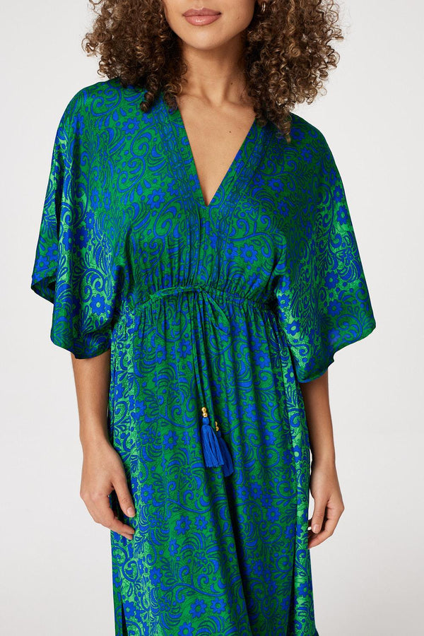 Green | Floral Side Split Maxi Dress