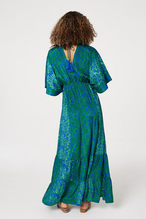 Green | Floral Side Split Maxi Dress