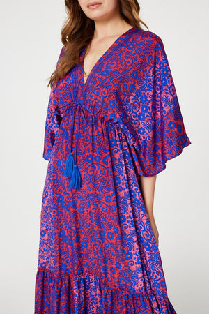 Blue | Floral Side Split Maxi Dress