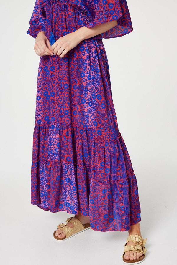 Blue | Floral Side Split Maxi Dress