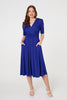 Blue | Ruched Waist Jersey Wrap Dress
