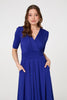 Blue | Ruched Waist Jersey Wrap Dress
