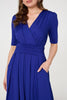 Blue | Ruched Waist Jersey Wrap Dress
