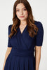 Navy | Ruched Waist Jersey Wrap Dress