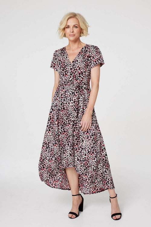 Animal Print Wrap Front Maxi Dress