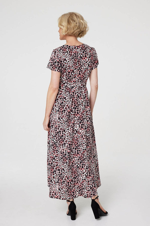 Pink | Animal Print Wrap Front Maxi Dress