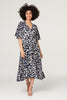 Navy | Printed Split Front Midi Dress