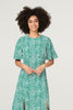Green | Printed Angel Sleeve Tea Dress