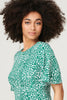 Green | Printed Angel Sleeve Tea Dress