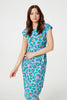 Purple | Animal Print Cap Sleeve Jersey Dress