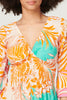 Orange | Floral Flare Sleeve Midi Dress