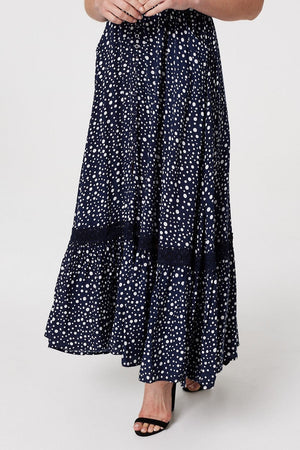 Navy | Polka Dot Maxi Dress with Pockets