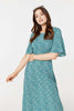 Light Green | Ditsy Floral 1/2 Sleeve Midi Dress