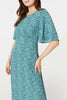 Light Green | Ditsy Floral 1/2 Sleeve Midi Dress