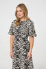 Black | Animal Print 1/2 Flare Sleeve Midi Dress
