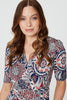 Blue | Mosaic Print Ruched Midi Dress