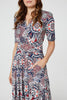 Blue | Mosaic Print Ruched Midi Dress
