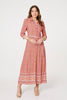 Orange | Geo Print Tie Waist Maxi Shirt Dress
