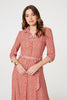 Orange | Geo Print Tie Waist Maxi Shirt Dress
