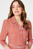 Orange | Geo Print Tie Waist Maxi Shirt Dress
