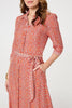 Orange | Geo Print Tie Waist Maxi Shirt Dress
