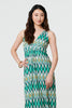Green | Abstract Print Sleeveless V-Neck Maxi Dress
