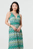Green | Abstract Print Sleeveless V-Neck Maxi Dress
