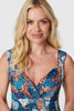Blue | Printed Lace Trim Hanky Hem Dress