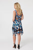 Blue | Printed Lace Trim Hanky Hem Dress