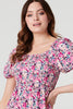 Pink | Floral Puff Sleeve Smock Midi Dress