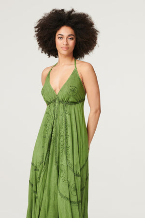 Green | Halter Neck High Low Maxi Dress