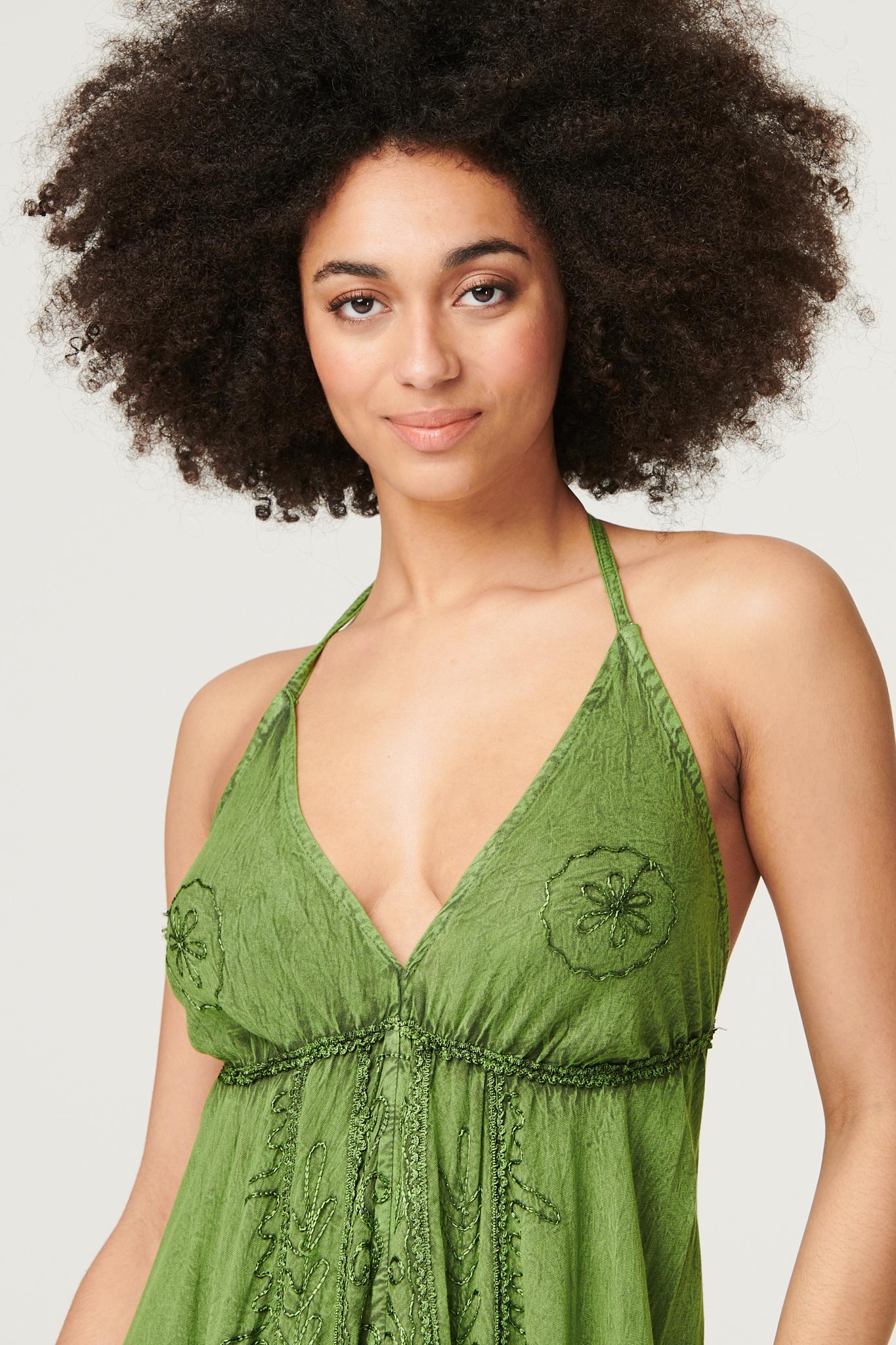 Green | Halter Neck High Low Maxi Dress