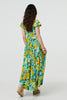Green | Floral Ruched Cap Sleeve Maxi Dress
