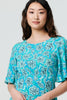 Green | Floral 1/2 Flare Sleeve Midi Dress
