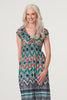Green | Aztec Print Smocked Detail Dress