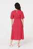Red | Polka Dot Print 1/2 Sleeve Midi Dress
