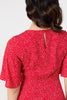 Red | Polka Dot Print 1/2 Sleeve Midi Dress
