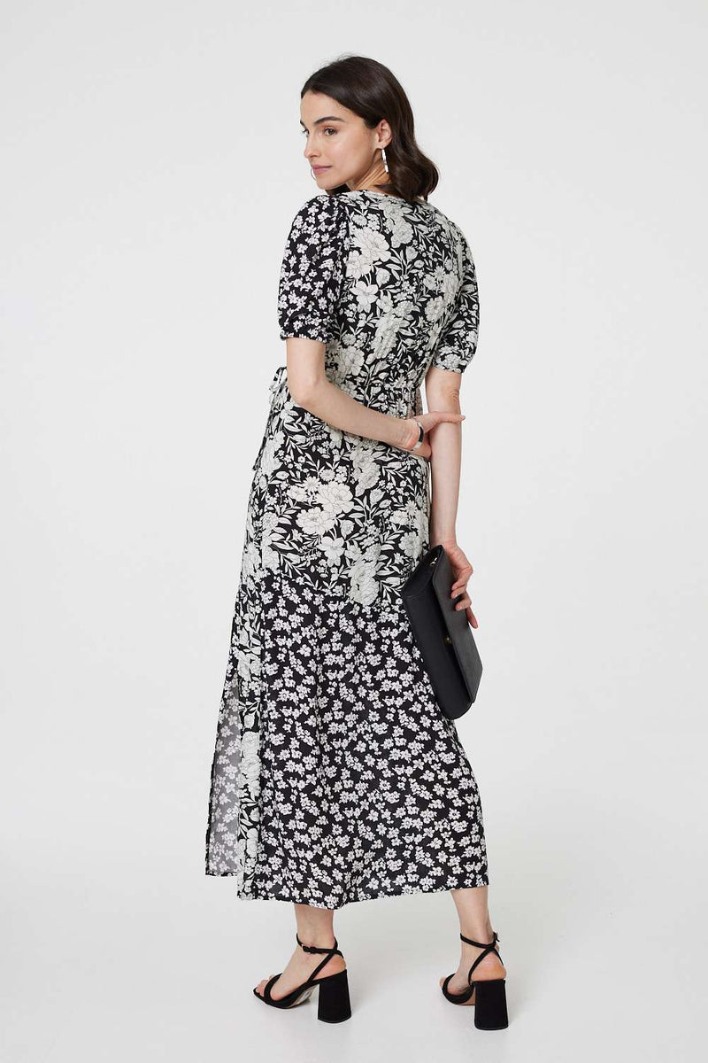 Floral 1/2 Sleeve Midi Wrap Dress | Izabel London Floral 1/2 Sleeve Midi Wrap Dress | Izabel London