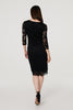 Black | Lace 3/4 Sleeve Faux Wrap Front Dress

