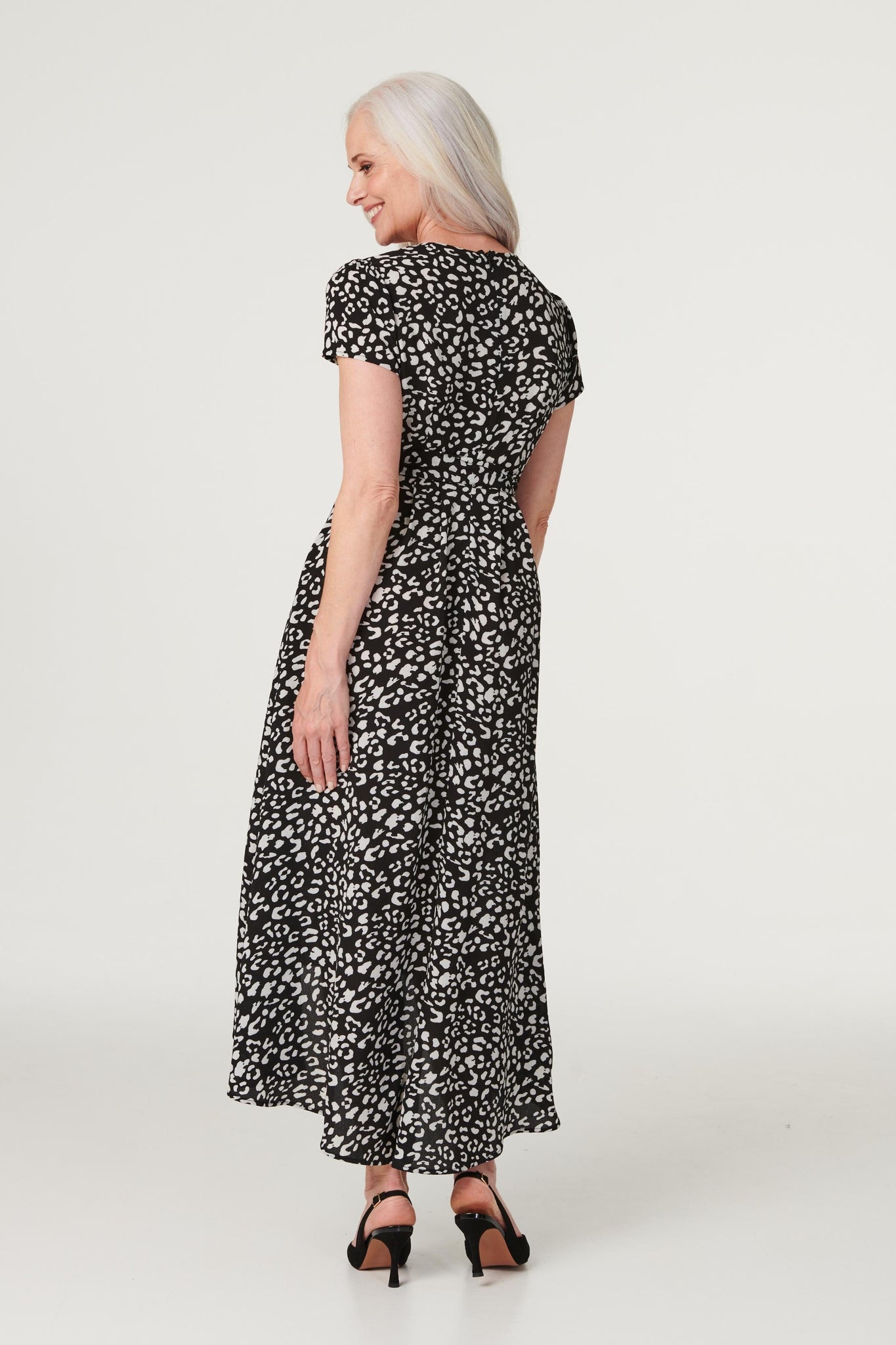 Black | Animal Print High Low Maxi Dress